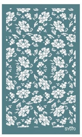 Siebdruck-Set, 15 x 9 cm, Ton-Schablonen, Blume, Siebdruck-Schablonen, wiederverwendbare Netz-Schablonen, Transfer für Ohrringherstellung, Stil 20