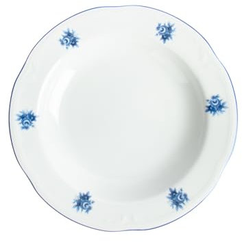 FranquiHOgar - Set de 6 Platos Sopa de Porcelana - Diseño Elegante con Flores Azules - Apto para Microondas y Lavavajillas - Lubeck Blue, Blanco y Azul, Porcelana