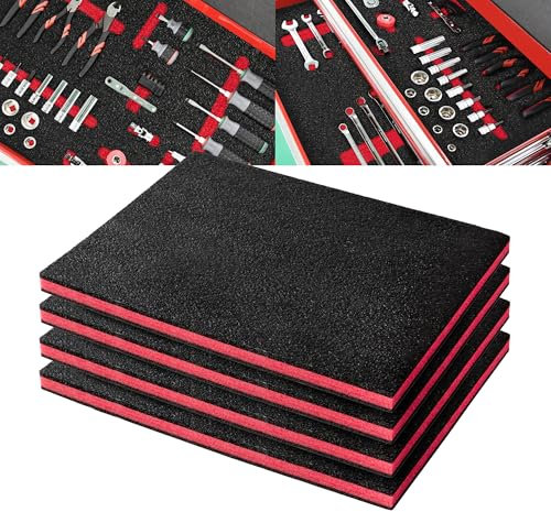 Precision Defined Mousse pour Boîte à Outils - Inserts en Polyéthylène Noir/Rouge, Shadow (40,6 x 30,4 x 2,54 cm, Lot de 4)