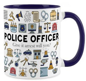 Police Officer Mug - Humorous Policeman/Policewomen Novelty Gifts - Tea/Coffee Hot Drinks Navy Blue Ceramic Cup Present