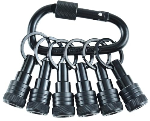 jebyltd Bithalter, Schlüsselanhänger, 6,35 mm (1/4 Zoll), tragbarer Bohrerhalter, Karabinerhaken, Sechskantschaft, Bit-Holster, Schnellwechsel-Bit-Halter, 6 Stück