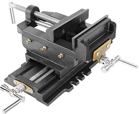 Drill Press Vice,Bench Portable Clamp Vice, 6 Cross Slide Vise Drill Press Milling Vise, 6 in Jaw Width, 6.1 in Max Jaw Opening, Bench Mount Clamp Machine Vice Holder Clamping Tool