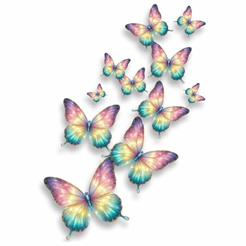 Rainbow Butterfly Vinyl Decal Stickers, Cover Marks, Home Decor, Qty:11