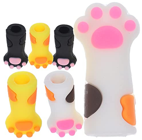 GANAZONO 6 Pinzas para Cutículas Diseño Estilo Patas de Gato Fundas Protectoras de Silicona Previenen Óxido y Son Fáciles de Usar Paquete de 6 Unidades Color Aleatorio