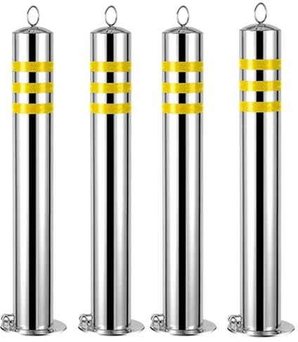 YQMHEZ Barrière de Parking, Borne de Sécurité Amovible en Acier Inoxydable, Borne de Verrouillage for Place de Stationnement, Poteau Anti-collision for La Protection Des Allées, Garages et Parkings(4P