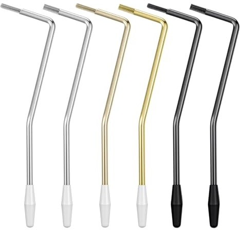 6Pcs Whammy Bar 6mm & 5mm Thread Tremolo Arm Whammy Bar for Electric Guitar with Tip Metal Single Tremolo Arm (Gold, Silver,Black)