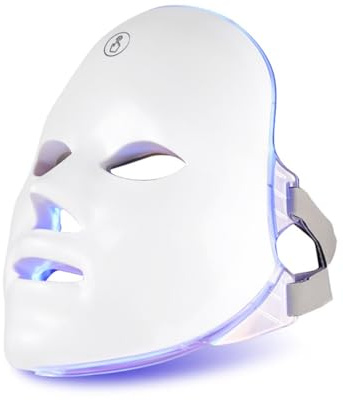 LED-Maske Lichttherapie – 7 Farben Gesichts- und Hals-Hautpflegegerät, Anti-Aging-Schönheitsmaske mit Kollagen-Boost, Verjüngung und Entspannung für Home Spa