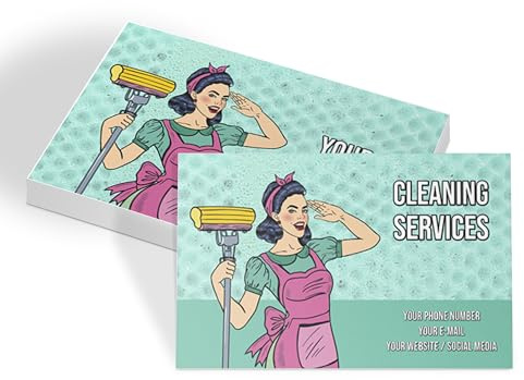 lepni.me Cartes de visite personnalisées pour services de nettoyage avec nom, téléphone et e-mail Cartes de visite recto/verso brillantes et mates au design vert pour hygiéniste, nettoyeur Laminé