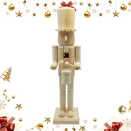 Generisk klassisk nötknäppare trä – 38 cm figur, handgjort trä, traditionell jul nötknäppare skulptur, detaljerad bearbetning med stabilt stativ | dekorativ höjdpunkt