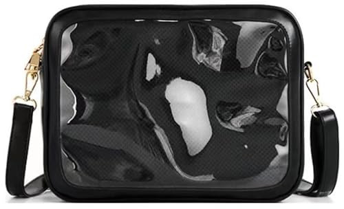 AZIDWERYQ Ita väska crossbody axel PU pin display väska med justerbar rem Kawaii svart för anime cosplay temafest, 11 x 8 x 3 i pin display