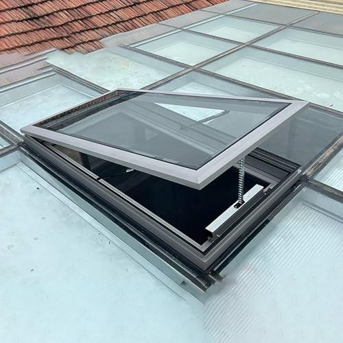 JIANSMZ Automatic Skylight Roof Window with Remote Control & Rain Sensor, Customizable (60x80cm/23.6x31.5in) for Hallway, Sunroom, Stairway, Garage - Smart Weatherproof Design