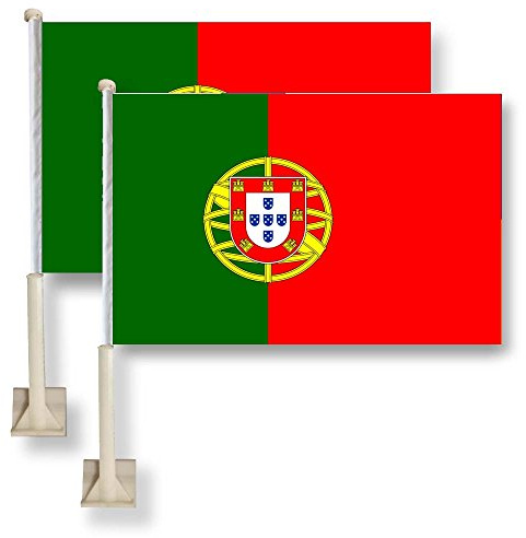 Flag King Portugal Car Window Flag 11X16Inch(28x40cm) 100% Polyester, Strong White Flagpole