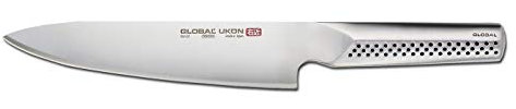 Global UKON Chef's Knife with 20cm Blade, CROMOVA 18 Stainless Steel, Silver and Black
