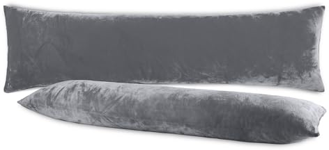 BaSaTex Plüsch Kissenbezug, 2er Pack, 40x145 cm, Anthrazit | Winter Plüsch, Kuschelig Weich, Für Seitenschläferkissen, Öko_Tex Zertifiziert