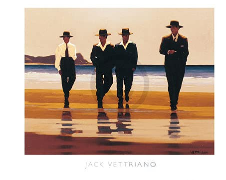 empireposter Vettriano, Jack - The Billy Boys - Kunstdruck Artprint Gemälde Männer am Strand - Grösse 80x60 cm + 2 St Posterleisten Kunststoff 93 cm transparent