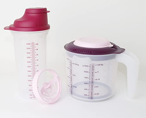 TUPPERWARE D217 Mini Candy (1,25L) Rührbecher Messbecher Beere + Shaker 600ml Beere + Mini Trichter Lila