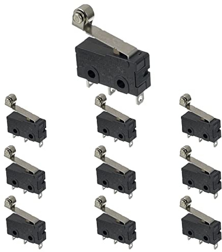 BOJACK KW4A(S) Micro Switch 5A 250V AC SPDT 1NO 1NC Limit Switch with Momentary Hinge Roller Lever Arm 3 Pins (Pack of 10 Pcs)