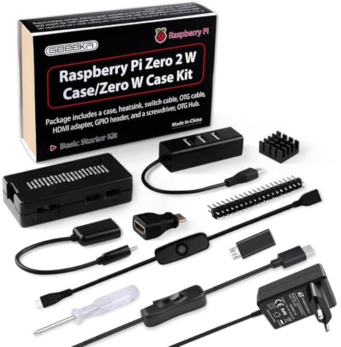 GeeekPi Gehäuse Kit für Raspberry Pi Zero 2 W, with Pi Zero ABS Gehäuse,Netzteil, Kühlkörper,4 Port USB HUB,20Pin GPIO Header,OTG Kabel,ON/Off Switch Kabel für Pi Zero 2 W/Pi Zero W/Pi Zero