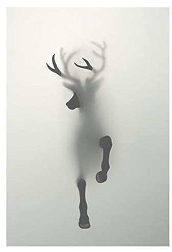 3D Fensterfolie-kein Kleber,statisch, dekorative Sichtschutzfolie,Tier Hirsch,Blickdicht Milchglas Fensterfolien Selbstklebend,Für Zuhause Badzimmer Büro(44.5cmx200cm)