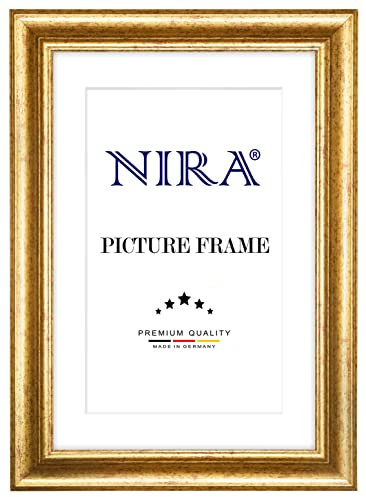 NiRa Massiv Holz Bilderrahmen 40 x 60 cm in Bordeaux Gold | Farbe und Größe wählbar | Rahmen für Poster | Puzzle | Foto collage HD050