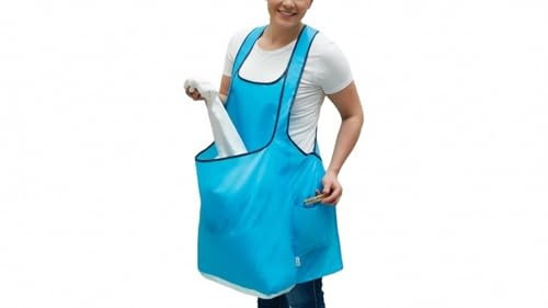 Delantal de Lavandería con Bolsillos y Pinzas, Azul, Talla Única | Cesta Portátil para Ropa Limpia, Impermeable, Ligero, Cómodo, Ideal para Tender Ropa sin Inclinarse