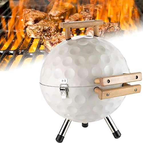 Barbecue Grill Tragbarer Holzkohleofen in Golfform Kugelgrill Runder Holzkohlegrill im Freien Faltbarer Kebabherd BBQ Grill, für Garten Camping Kochen und Grillen im Freien