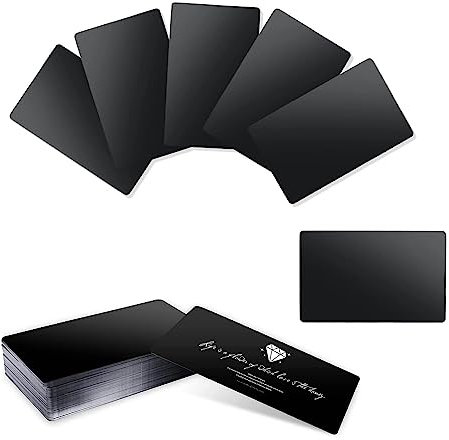 NUWIQ 100 Stück Visitenkarten Blanko, Rohlinge Metall Visitenkarten, Aluminium, für geschäftliche Anlässe, Geburtstage und Feiertage, 8,6x5,4cm, Schwarz
