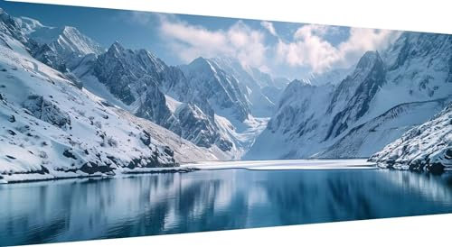 Qiaoqoo 5D Diamond Painting Landschaft, DIY Diamant Painting Bilder See, Diamand Painting Erwachsene Groß xxl, Kinder Diamant kunst Set mit Diamond Painting Zubehör, Home Wand Décor 150x60cm
