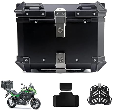 Impermeable Baúl Para Moto 28L 45L 55L 65L 100L Maleta De Moto De Aleación De Aluminio Caja De La Cola De La Motocicleta Con Respaldo Universal Accesorios Para Motos ( Color : Black , Size : 45L )
