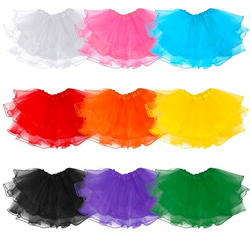 ZhouBoat 9 Pcs Tutu Set for Girls, Tutu Skirt 3-8 Years Tulle Ballet Fluffy Halloween Christmas Costume Birthday Dresses