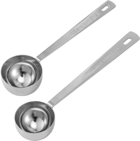 2 Stück Kaffeelöffel, 15 ml 30 ml Kaffeemesslöffel Kaffeelöffel Edelstahl Kaffeelöffel mit Langem Griff Wiederverwendbarer Runder Kaffeelöffel zum Abmessen