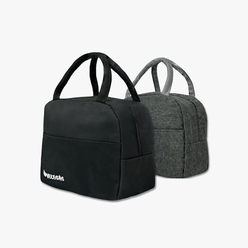 Velesas® 1 oder 2 Stück 7 L isolierte Lunchtasche | Kühltasche | Lunchbox | Thermotasche | Leicht/Tragbar/Einfache Reinigung | Isoliertasche für Picknick/Schule/Arbeit/Zuhause (1, Schwarz)