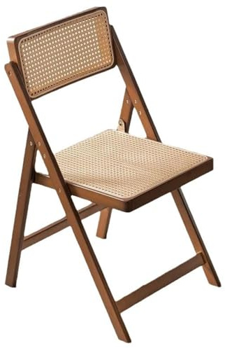 WEIDPHL Rattan-Klappstuhl, Holzstuhl Mit Verstellbarer Rückenlehne, Stapelbarer Freizeitstuhl, Bequeme Stühle Für Schlafzimmer, Lesezimmer, Esszimmer,Braun