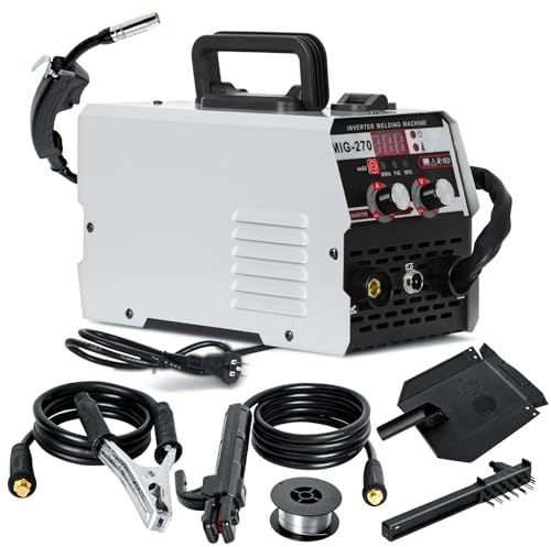 joukares 3 in 1 MIG Welders Inverter,220 V MIG MMA Gasless Welding Machine, LED Digital Display ARC MIG270 Welders, Best for Welding Beginners UK