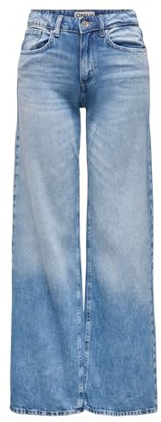 Only Jeans Femminili a Gamba Larga ONLHOPE Vita Bassa Ampio Taglio Gamba Jeans, Denim Light Medium, 32W x 30L