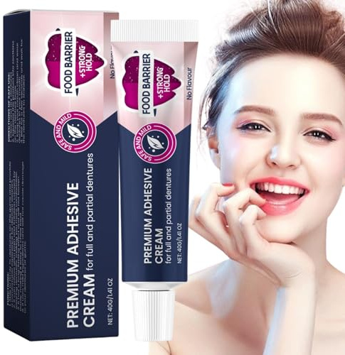 Sicherer Prothesenkleber, langanhaltender Prothesenkleber, Creme zur Prothesenanpassung, Unterkiefer oder Teilprothesen, ganztägiger Halt (2pcs)