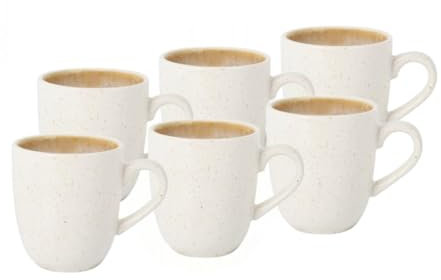 Lot de 6 tasses à café en céramique émail mat crème | Set pour espresso, cappuccino, café latte, moka - Pour la maison ou l'hôtellerie (100 ml)