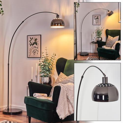 Stehleuchte Baloca, Stehlampe aus Metall mit Marmorfuß in Schwarz/Chromfarben/Weiß, verstellbare Leuchte im Retro/Vintage-Design, Fußschalter, Lichteffekt, E27, Wohnzimmer, Schlafzimmer, Eßzimmer