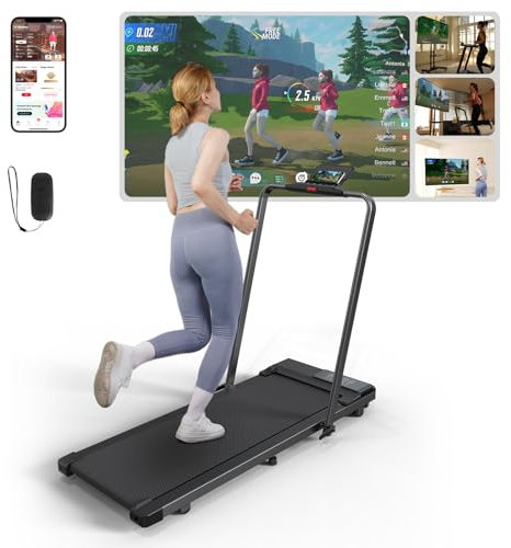 Laufband Klappbar geeignet für High-Tech-Geräte, MJWW Max 136 kg Laufband für Zuhause mit AI Coach und Multi-Runner-Spiel
