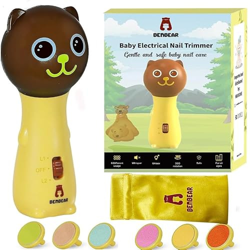 Lima de uñas eléctrica para bebés y niños pequeños con 6 cabezales de pulido y bajo nivel de ruido