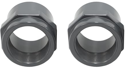 HAF® 2X PVC Fittings Gewindemuffe 50mm Klebemuffe x 1 1/2 Innengewinde | Übergangsmuffe aus grauem PVC-U für Rohranschlüsse, Poolverrohrungen UVM. | Qualität: Made in Europe - Menge: 2 Stück