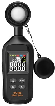 JCKJWL Photomètre numérique 0~200K Lux, luxmètre, illuminomètre Professionnel, détecteur de Photo, écran LCD Couleur Mesure de l'intensité Lumineuse