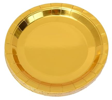 OATIPHO - Platos de papel dorado para cumpleaños, decoración elegante para tartas postres