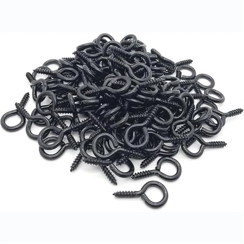 50 Pz Nero 1 'Vite Occhi Metallo Resistente Zincato Gancio Occhio In Metallo Viti Autofilettanti Occhiello Appeso for Interni ed Esterni