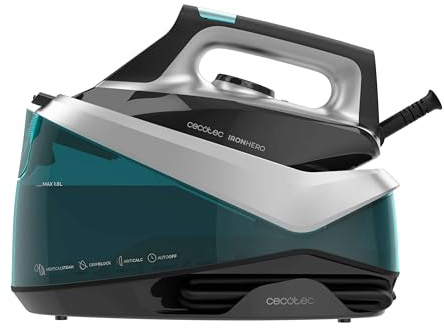 Cecotec Centro de Planchado Horizontal IronHero H-2800 Station. 2800W, Vapor 135g/m, Golpe 360g/m, Suela Cerámica, Antical, Auto Off, Precisión, Ajuste Temperatura, Sin Interrupciones, Eficiencia
