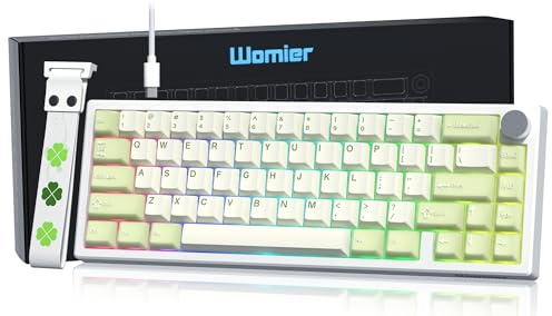 Womier 60% Gaming Mechanical Keyboard Green QMK/VIA Creamy Keyboard Wired, Hot Swappable Gasket Mount RGB Key Board & PBT Keycaps(VK66 PRO)
