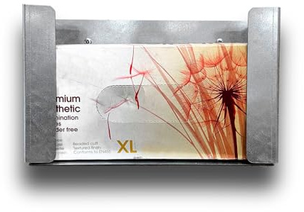 MegaMaxx UK Wall Mount Glove Box Holder – Bare Galvanised Steel Bracket for Disposable Latex or Nitrile Gloves – Heavy Duty Wall Dispenser – UK Made