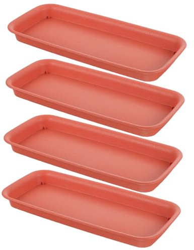 DECOMELODY 4pezzi Vassoi per Piante in Vaso Sottovaso Portavaso per Fioriera Rettangolare Vassoio Contenitore Acqua per Fioriere per Casa