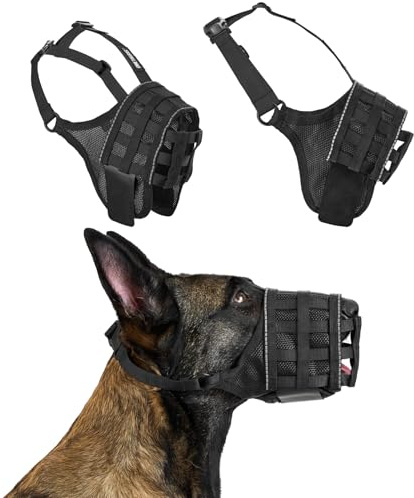OneTigris Museruola Per Cani, Morbida Materiale in Rete Di Nylon, Per Nutrire E Bere, Impedisce Di Masticare, Rosicchiare, Regolazione Della Taglia in Velcro, Adatto A Cani Di Taglia, XXL
