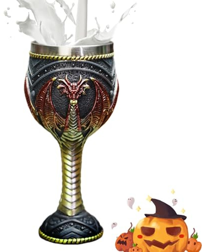 driattie Verre à vin Dragon | Tasses à vin médiévales en forme de dragon | Verre à calice pour communion, Halloween, verres dorés élégants catholiques pour Noël